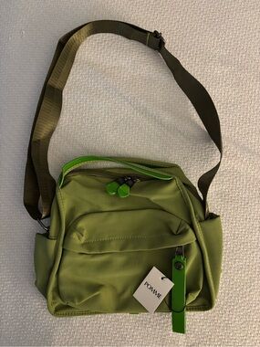 POMME Lime Green Casual Crossbody Bag with Adjustable Strap